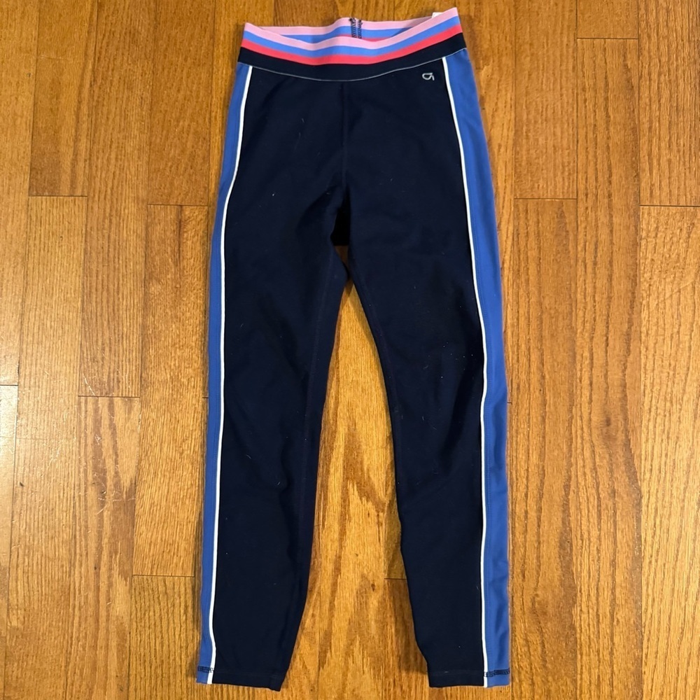 GapFit Kids Navy Black Leggings with Pink and Blue Stripes Size XS